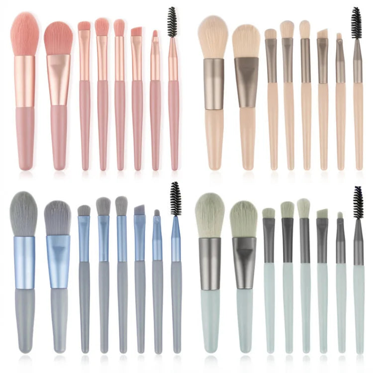 8-Piece Portable Cute Synthetic Hair Facial Makeup Brushes